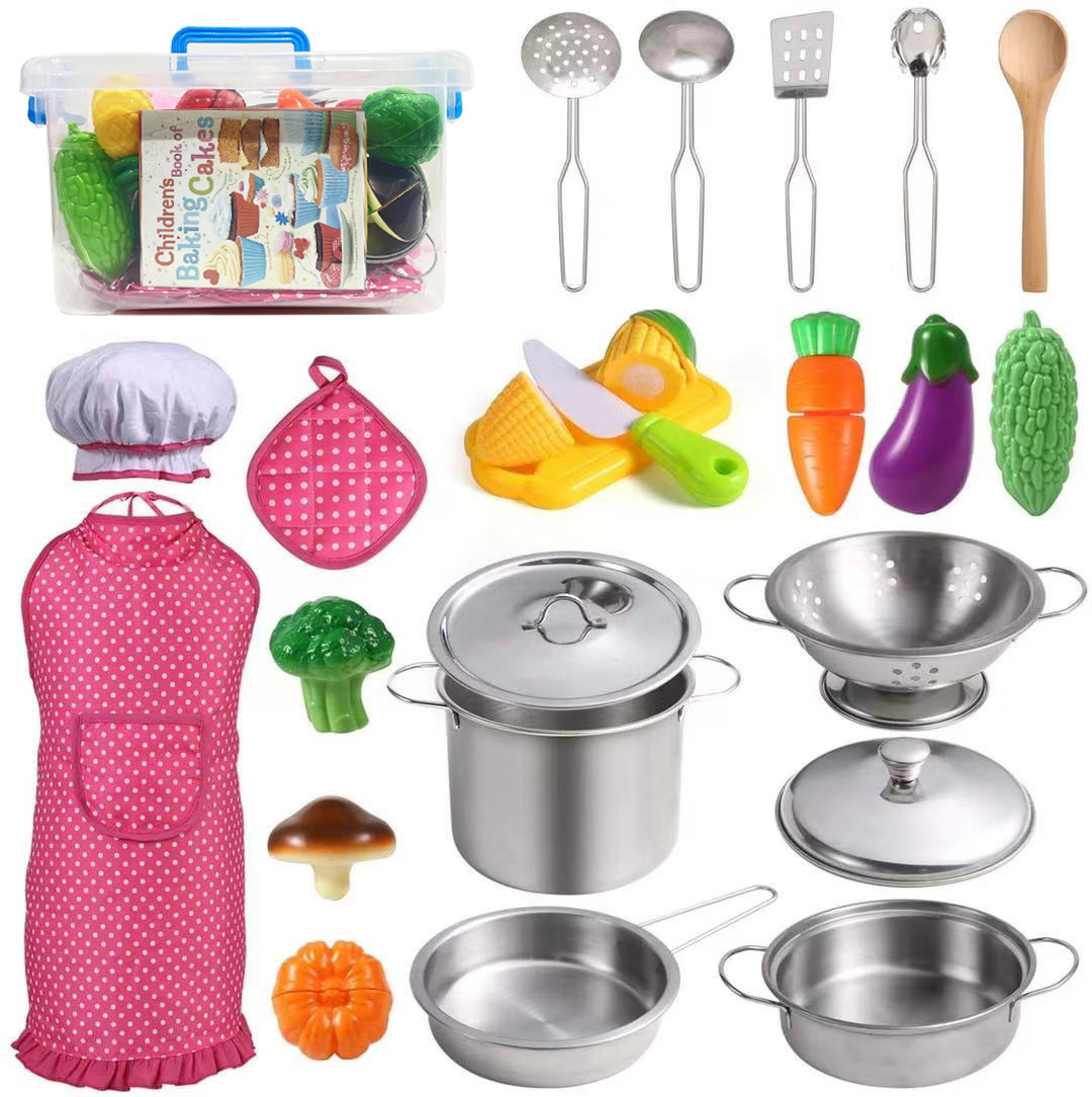640g Weight Stainless Steel Mini Cutlery Plastic Vegetable Children Play House Kitchen Set Toys