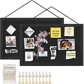 黑色亚麻软木板墙壁木质框架展示公告软木图片板房间学校画像钉板