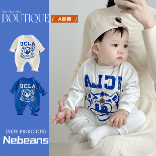 0-2-year-old fashionable baby jumpsuit autumn UCLA men's and women's baby Korean style sweater