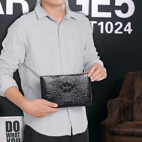 New bags men's crocodile pattern clutch bag men's bag casual fashion envelope bag clutch bag soft leather bag wallet