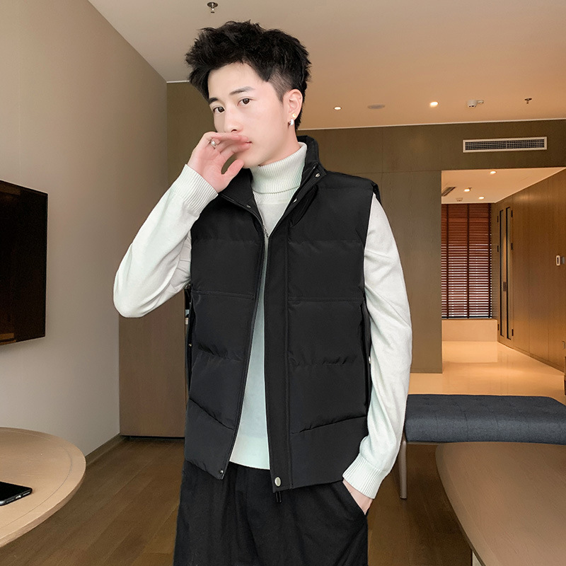 Chaleco cálido de otoño y invierno transfronterizos masculino chaleco de color sólido marca de moda coreana para hombres de hombro grande chaqueta de pareja