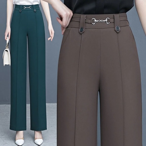 High-waisted drape straight-leg pants for elegant women, 2025 spring thin version, wide-leg pants for middle-aged and elderly mothers