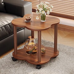 レトロな小さなテーブルの端に移動可能な小さな円卓のお茶のリビングルームの家庭用小型タイプのシンプルなベッドの頭の棚の棚