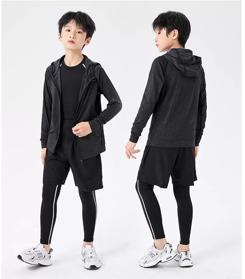 Детская Баскетбольная одежда, быстросохнущая тренировочная одежда, осенне-зимняя флисовая куртка, осенне-зимняя Футбольная Одежда для мальчиков, нижние колготки