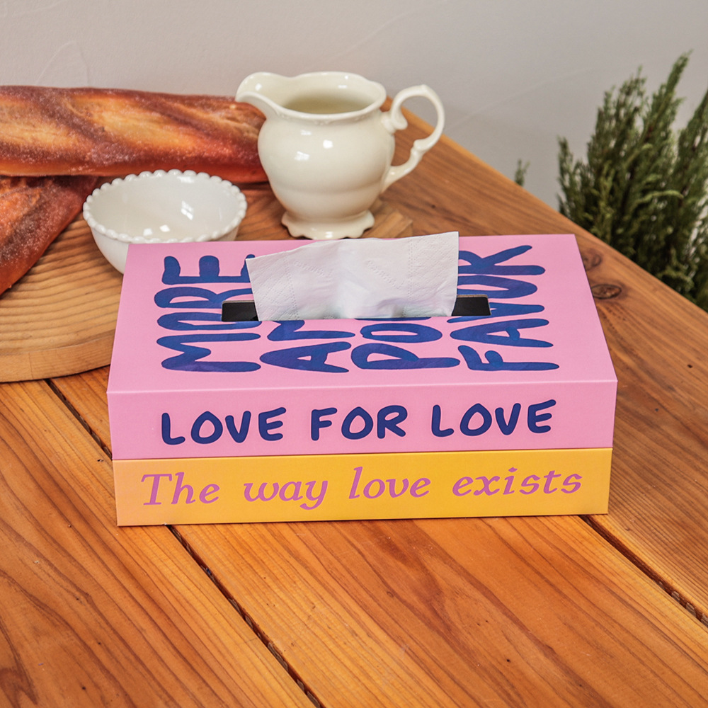 Decoración simple creativa de lujo caja de servillas de libros falsos sala de estar del dormitorio mesa de té decoración de escritorio caja de servillas
