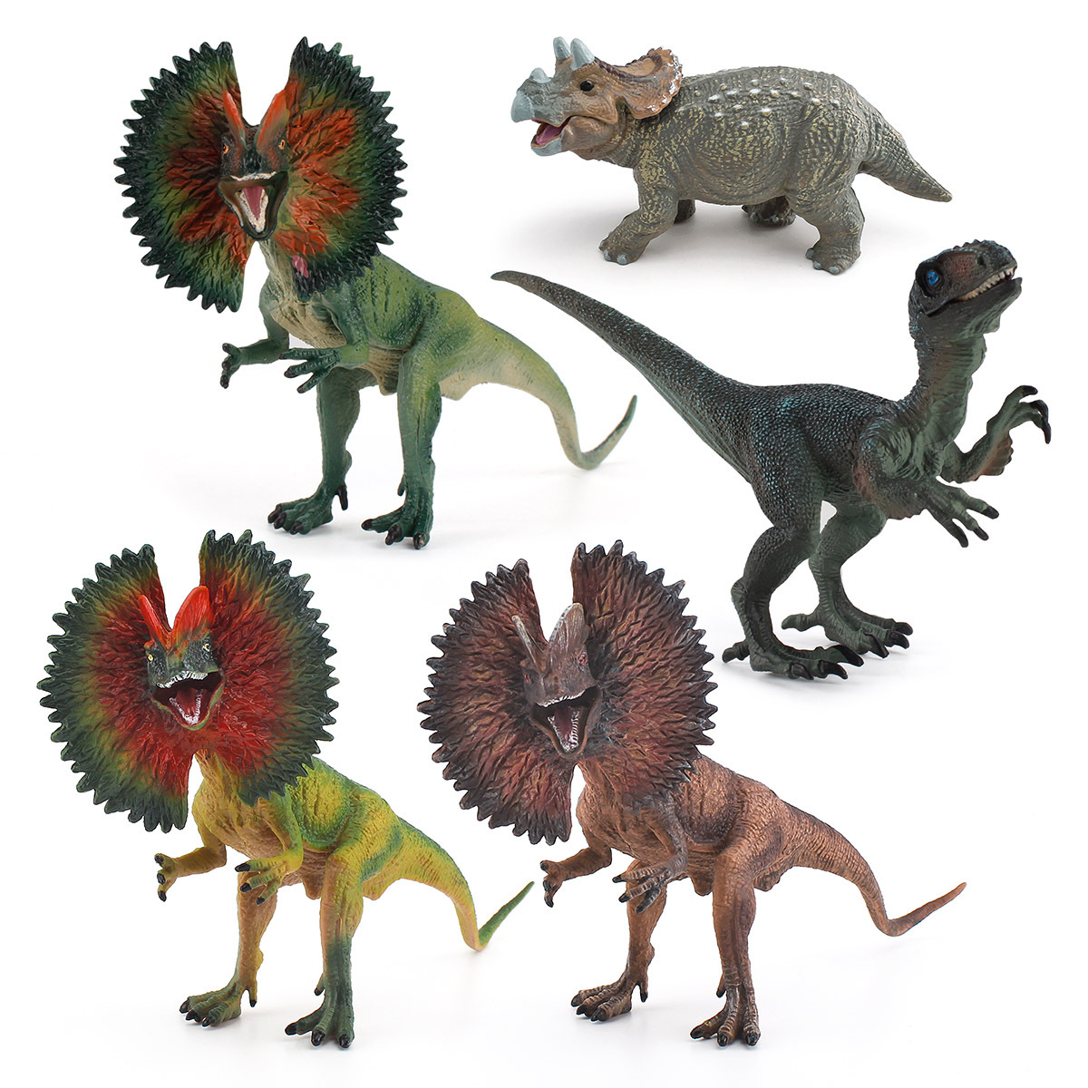 Simulación transfronteriza modelo de dinosaurio jurásico Cognitivo para niños Velociraptor Double Ridge Triceratops Juguetes de decoración hechos a mano
