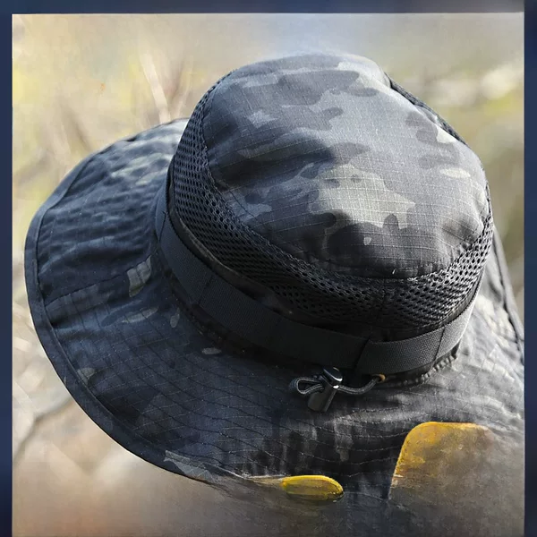 Angken Spring and Autumn Outdoor Camouflage Bucket Hat for Men, Round Brim Sunshade, Sun Protection, Breathable, Fishing, Military Enthusiast Tactical Training Hat