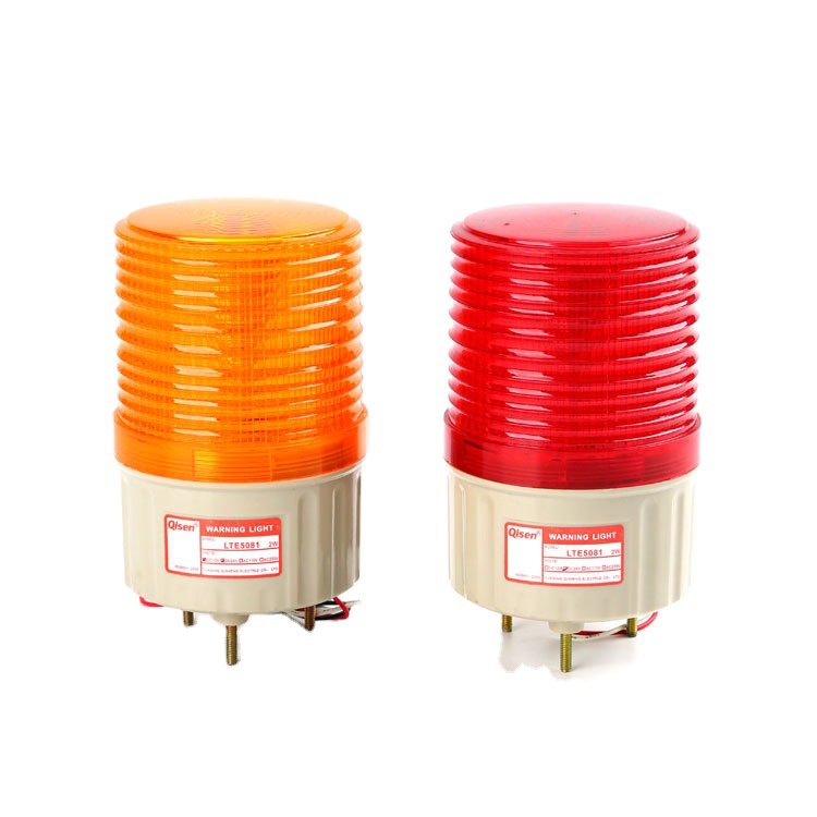 (2개) QISHENG LTE5081 소리와 빛 통합 경고 라이트 레드 공학 내진 LED 교통 경고등 80MM