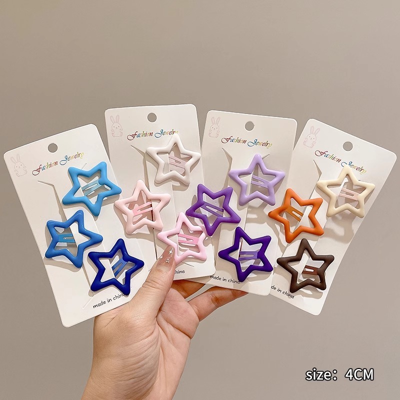 彩色星星边夹女y2k可爱发卡多巴胺bb夹侧边碎发夹子刘海头饰|undefined