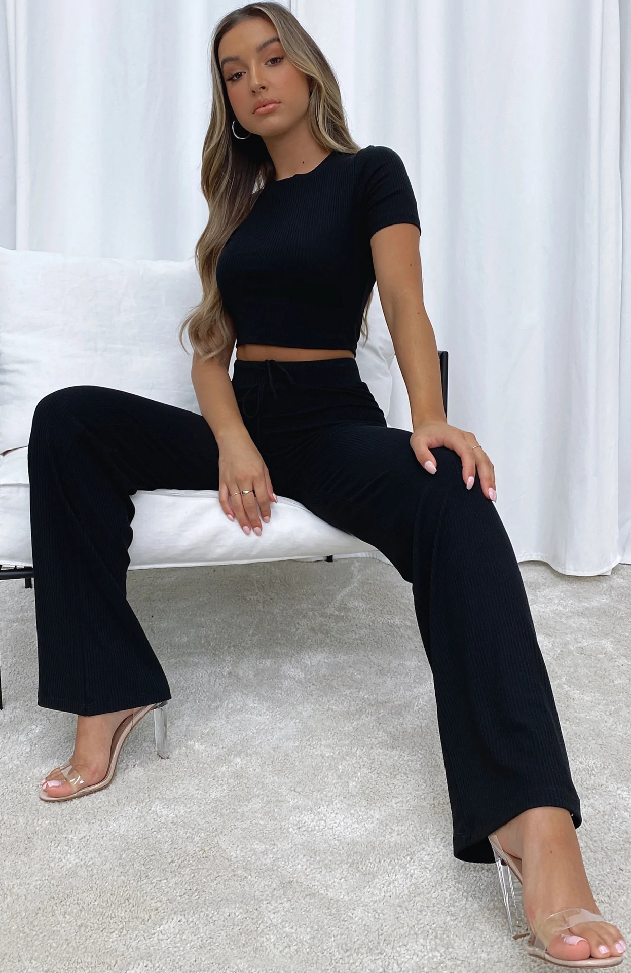 350g Weight Short Sleeve Sleeve Length Polyester Fabric Type Pant Co-ord Set Sets Type 2 Pieces Set Quantity Holiday, Daily Occasion Round Neck Neckline Slim Fit Type Solid Color Pattern Spring Season Women's Gender Streetwear Style Holiday Daily Women's Streetwear Solid Color Polyester Pant Co-ord Set Pants Sets 43