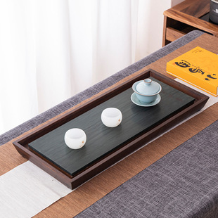 Household drainage heavy bamboo tea tray large rectangular wujinshi Tea Sea simple dry bubble small size bamboo tea table
