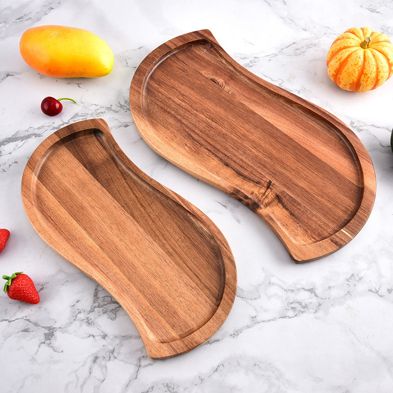 bandeja de madera de Acacia rectangular bandeja de madera sólida bandeja de madera bandeja de té japonesa barbacoa snack pastel plato de madera