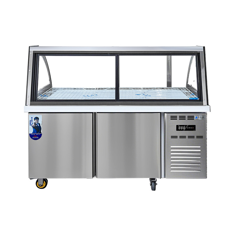 congelador horizontal de gran capacidad comercial congelado cocinado salado cadena de verduras frías almacenamiento de verduras frías a la carta gabinete de exhibición de refrigeración