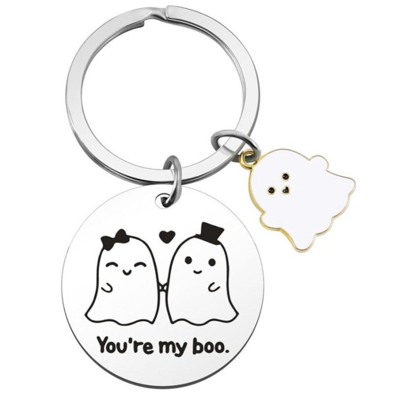 Cross-Border Ladies and Men's Halloween Boo Cute Couple Keychains for Girlfriends and Boyfriends
