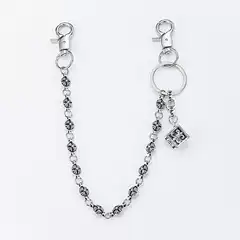 Hot Selling Western Cross-Border Engraved Dice Pants Chain Metal Punk Style Bag Charm Lobster Clasp Denim Accessory Trendy