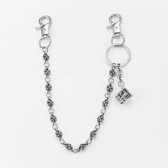 Hot Selling Western Cross-Border Engraved Dice Pants Chain Metal Punk Style Bag Charm Lobster Clasp Denim Accessory Trendy