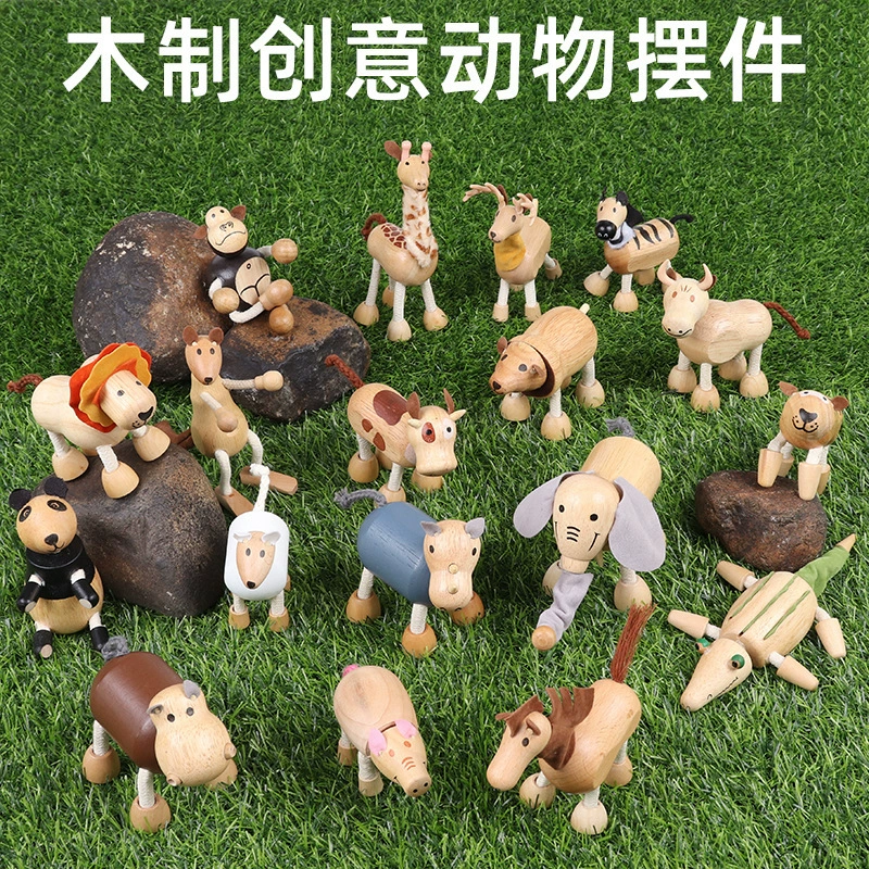 Wooden realistic constructor, farm, doll, early education