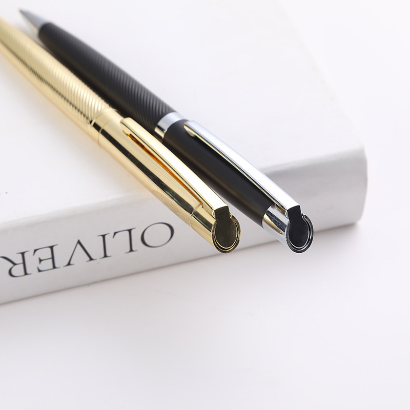 En stock pluma de impresión pluma de regalo de negocios de alta calidad de metal pluma tallada mate metal bolígrafo letras logo