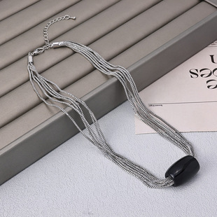 European and American Cross-border Exaggerated Large Cylinder Pendant Clavicle Necklace Hip-hop Trendy Metal Multi-layer Chain Necklace Bracelet