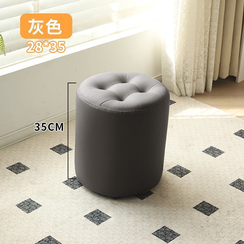 小凳子家用矮凳客厅简约沙发凳圆形坐墩皮质小板凳结实软包圆凳子|undefined