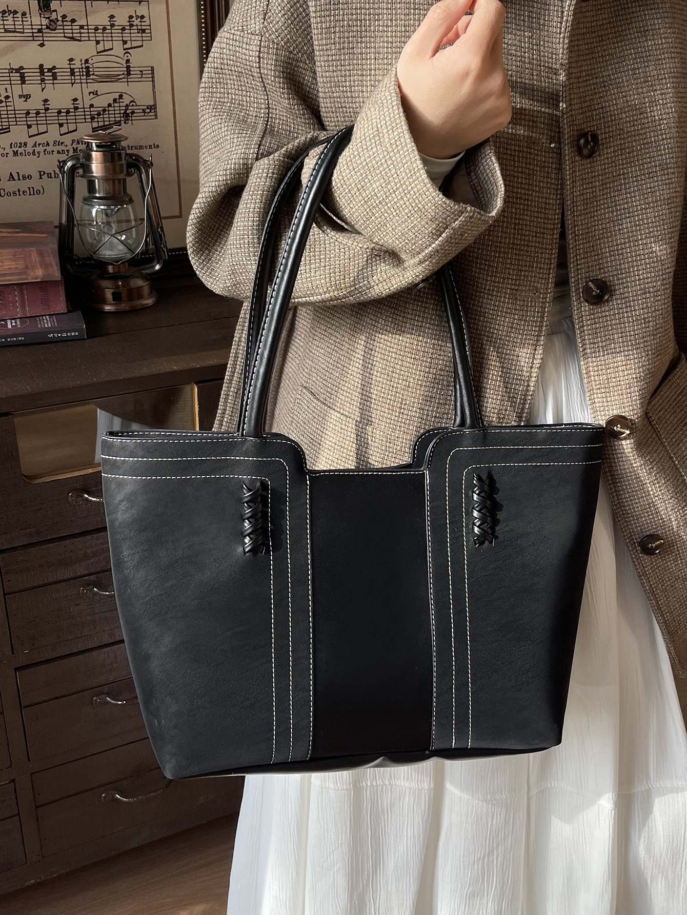 Henggeng nuevo retro gaudón de cuero, bolso de hombro de viaje, bolso de mujer transfronterizo, bolso de gran capacidad, bolso tote image 3