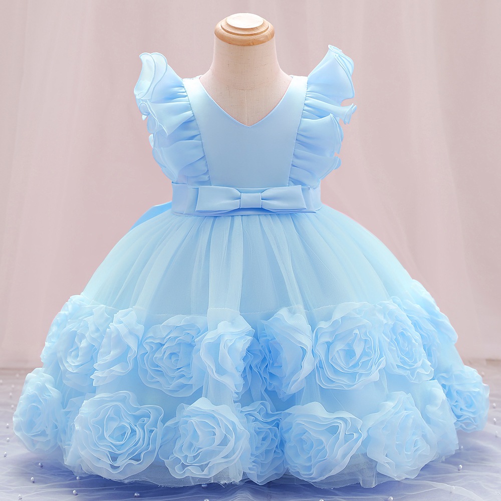 Children's Dress Princess Dress Summer Dress Western Style Girl's Mesh Puffy Dress Piano Performance Dress Baby Girl's Dress Summer