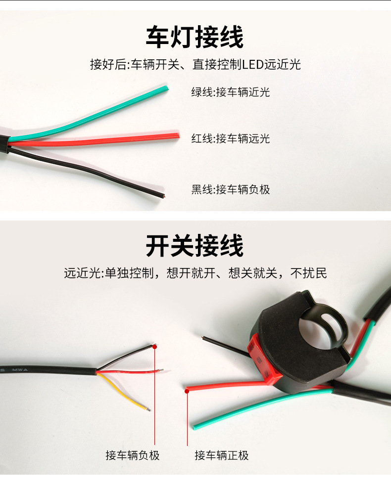Cross-border wide-voltage external motorcycle light, white and yellow front headlight, motorcycle and electric vehicle lighting, Fengwu 9 beads