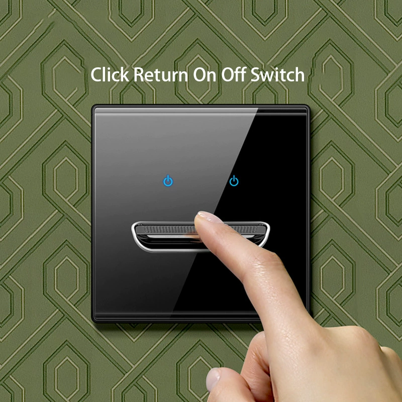 Стеклянная панель выключателя Wallpad Black, квадратная сенсорная панель во французском стиле, 1–4 группы