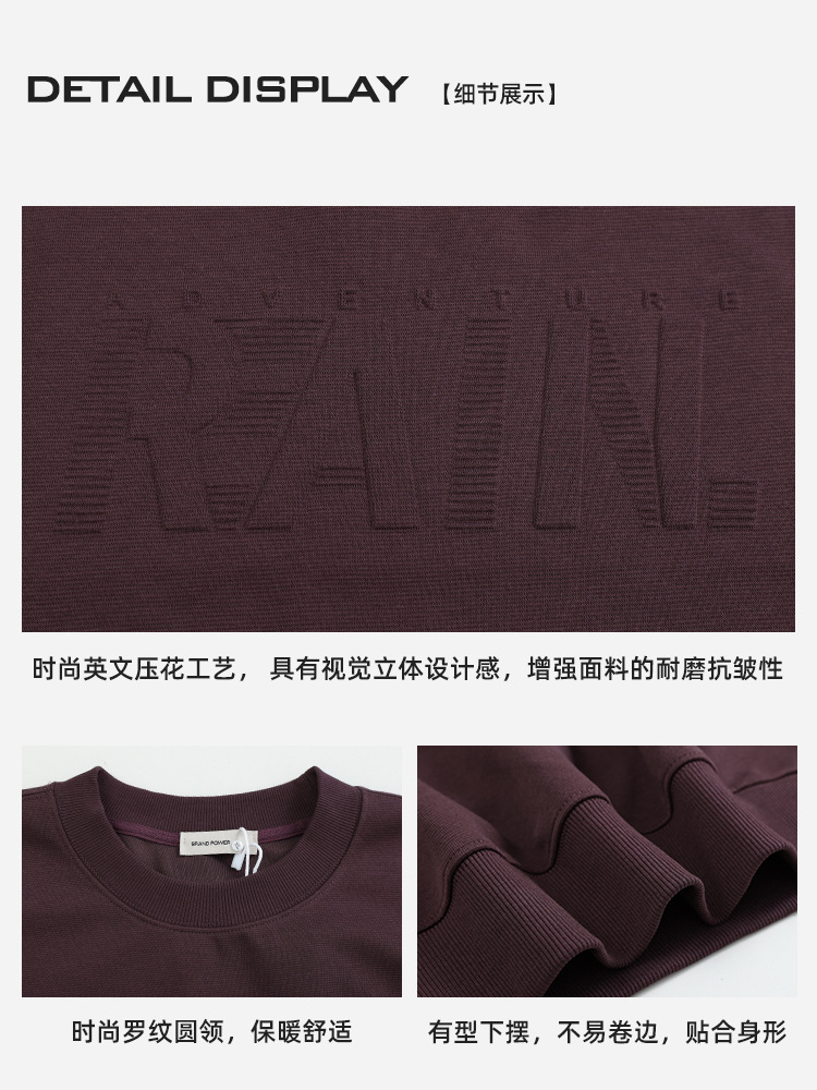 Marca de marea letras estampadas pesadas camisetas de hombre otoño-invierno 2025 nuevo estilo primavera- Otoño cuello redondo suelto manga larga manga manga larga