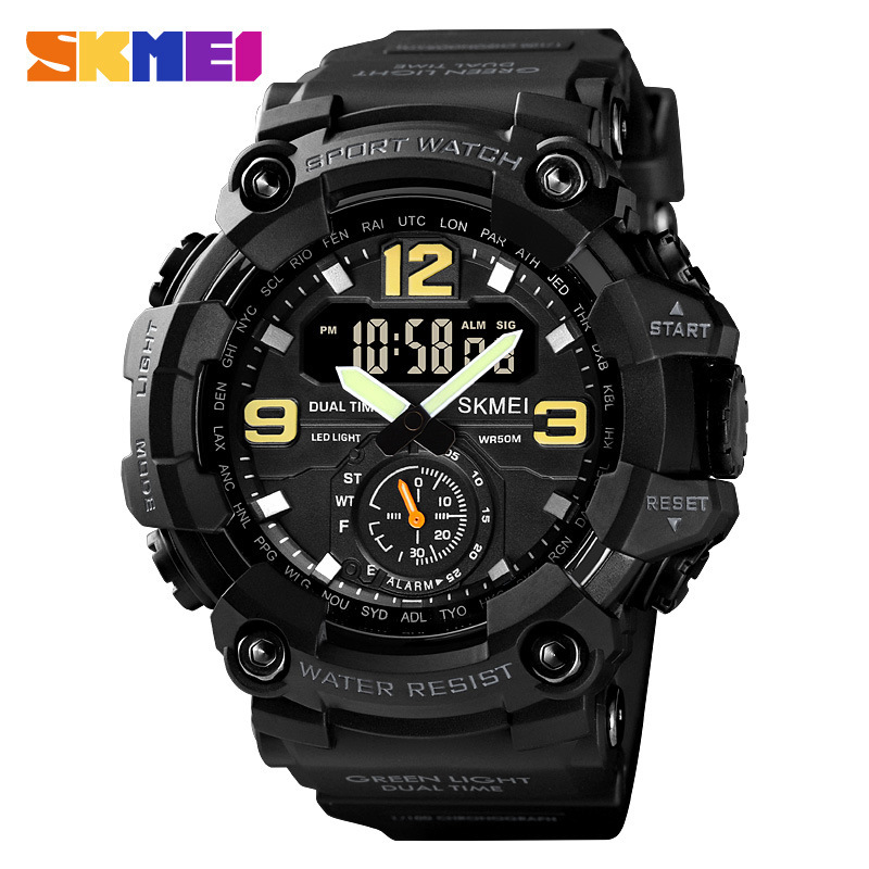 SKMEI reloj de deportes al aire libre para hombres geniales dial grande reloj electrónico impermeable multifuncional 1637