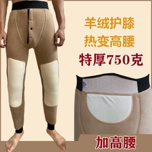 羊驼绒男士保暖裤冬加绒加厚石墨烯打底裤护腰护膝高腰保暖棉毛裤