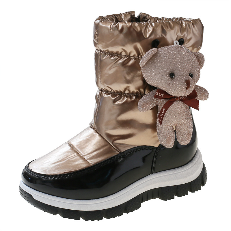 Fábrica de botas de nieve para niños transfronterizos al por mayor zapatos acolchados de algodón para niños medianos y grandes botas de invierno cálidas forradas de lana botas de invierno para niñas de comercio exterior