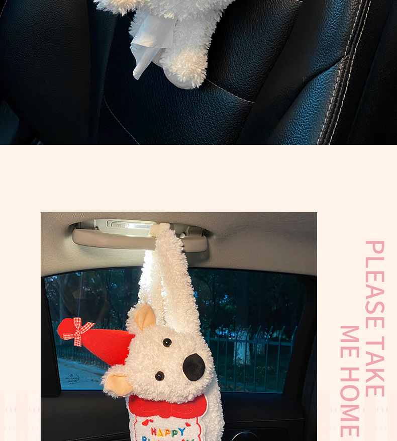 Car Tissue Box 2025 New Car Armrest Box Paper Box Hanging Westy Dog Cute Car Paper Doll