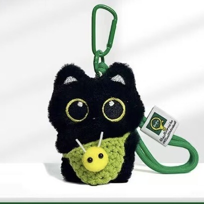 超かわいい小さな黒猫のペンダント、パーソナライズされたかわいいぬいぐるみ、手織りのストラップ、親友へのマルチカラーギフト|undefined