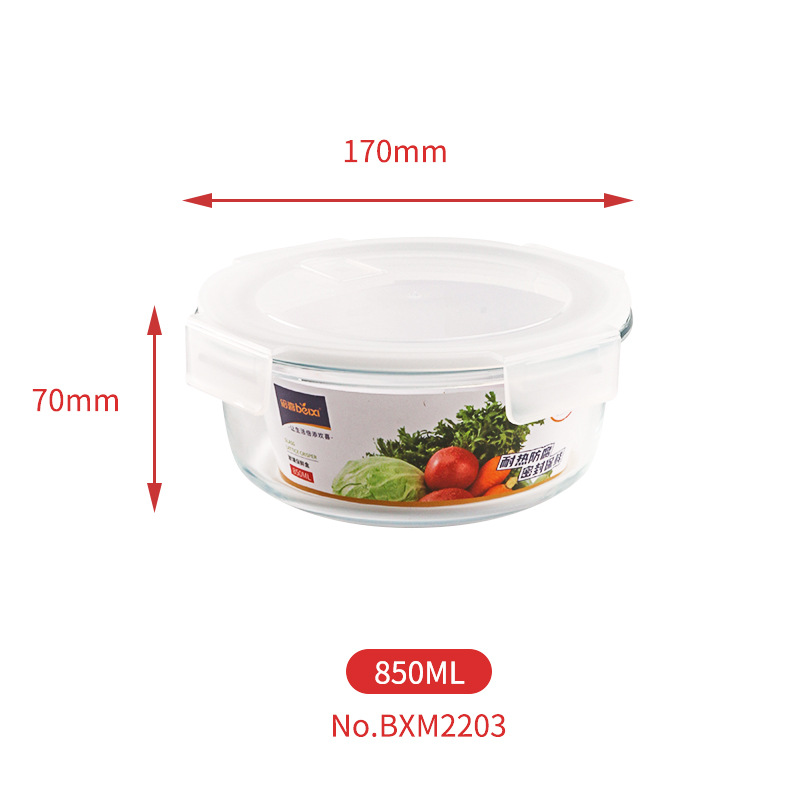 Caja de almuerzo de vidrio horno microondas calefacción tazón refrigerador alto boro más nítido trabajador de oficina caja de almuerzo de tres rejillas