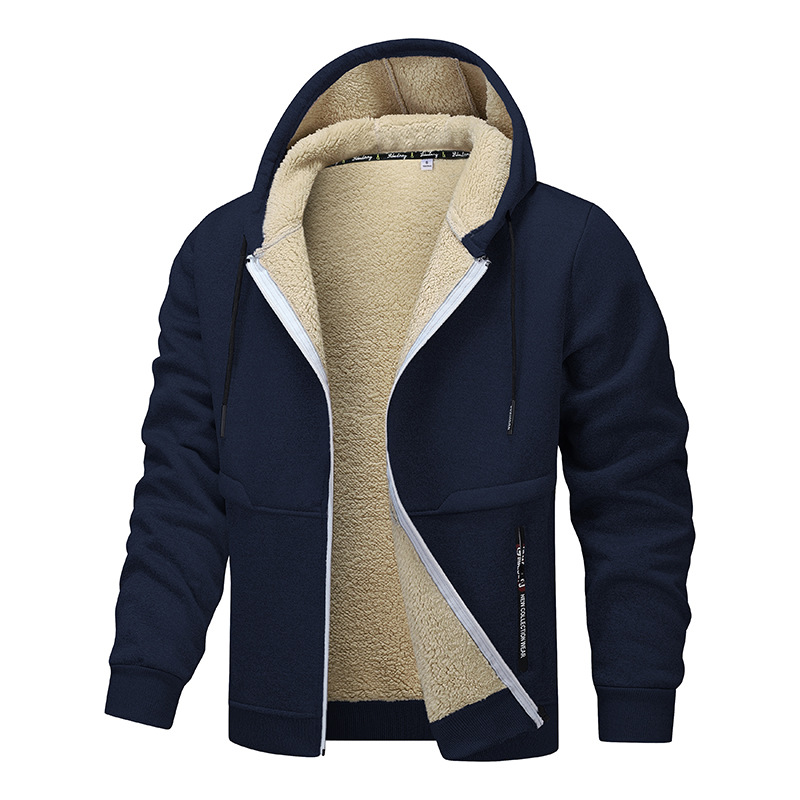 Autumn And Winter New Thickened Coat Cardigan Hooded European Size Lamb Wool Casual Coat_voghion.com