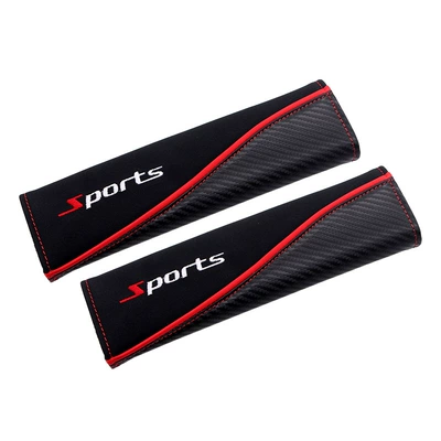 Cross-border car seat belt shoulder pad lengthened soft and comfortable suede carbon fiber embroidery protective sleeve in-car supplies (Seat belt shoulder pad) - sport-mark-one-pair