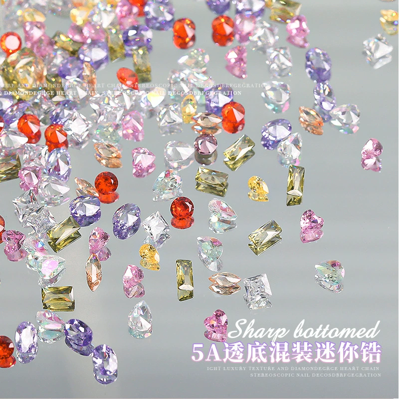 Маникюр с плоскими бриллиантами ювелирные изделия оптом мини с перевернутым краем 5A циркон смешанное сверло блестящие прозрачные колосья пшеницы