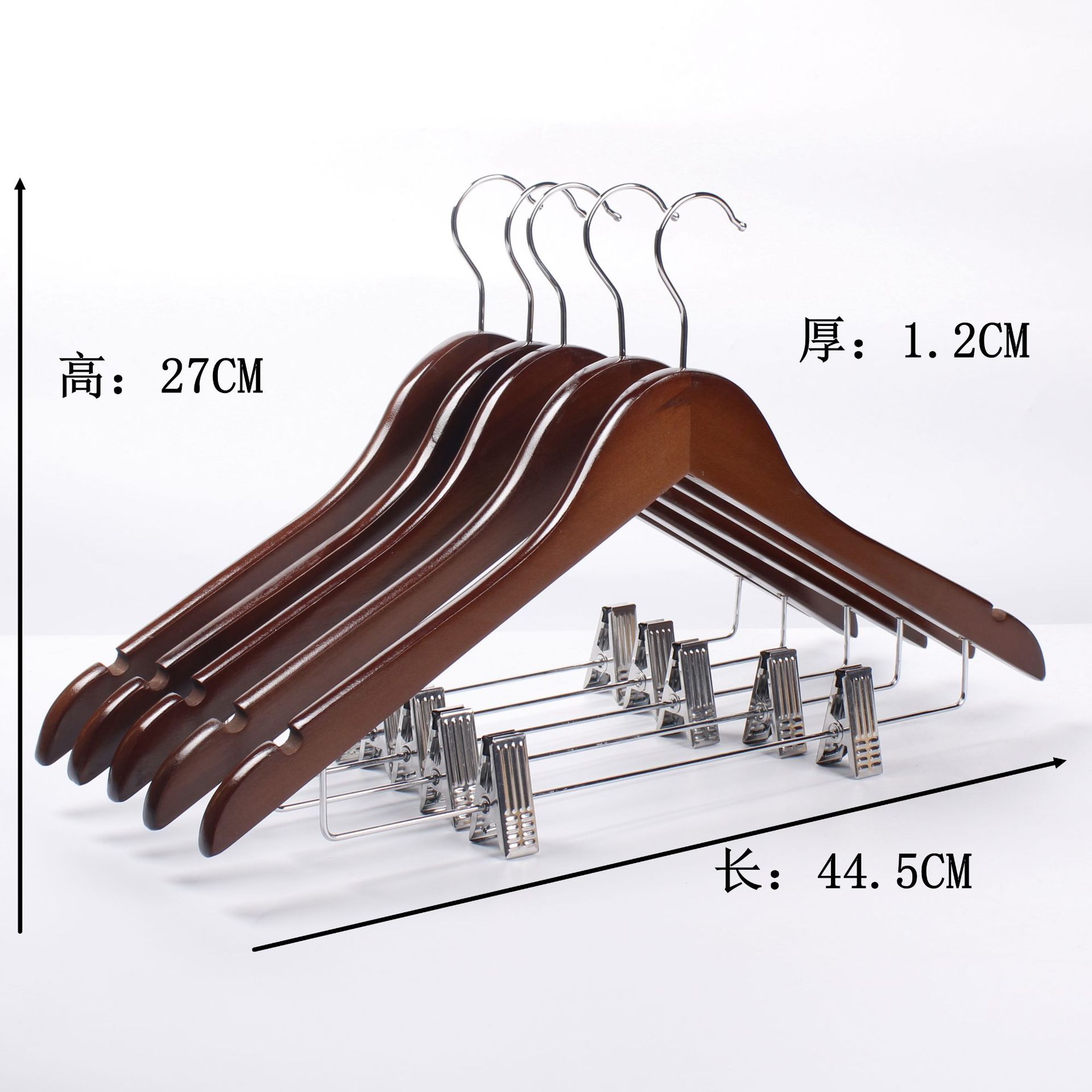 Percha de Madera Maciza con Pinzas, Antideslizante y Sin Marcas, para Tienda de Ropa