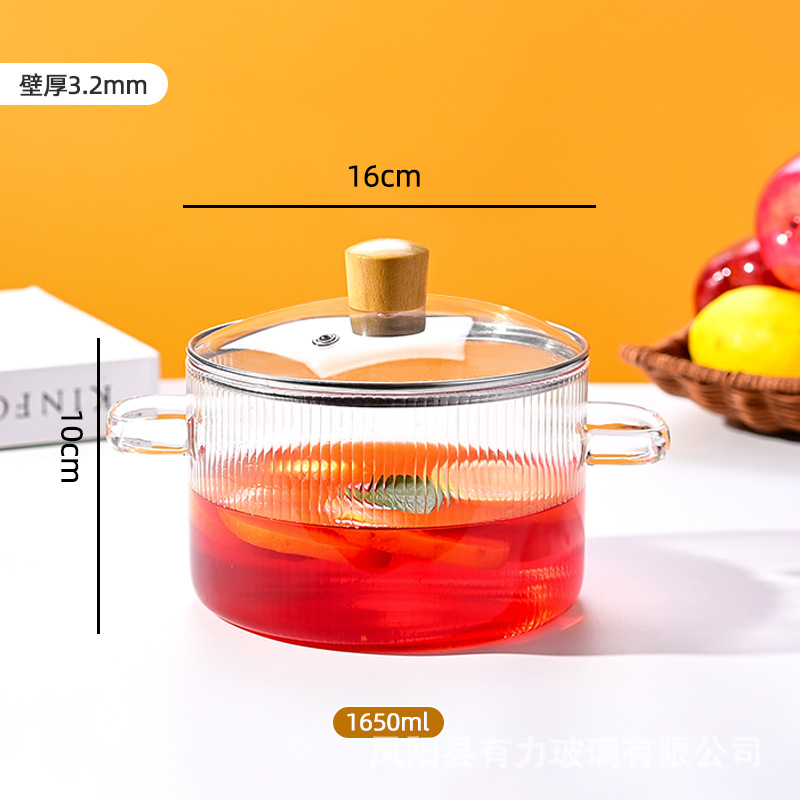 Olla de vidrio con alto contenido de borosilicato, olla de leche pequeña resistente a altas temperaturas, olla de sopa transparente, estufa de cerámica eléctrica, olla de vino hervido especial, olla de cocción