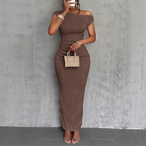 2025 Amazon Independent Station New Cross-border Cute Fashion Water Wave Shoulder Dress