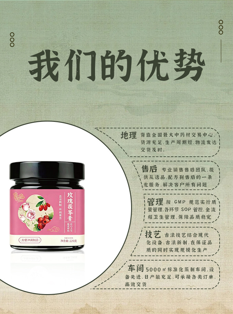 Rose Shu Gan Paste (玫瑰舒甘膏) — Traditional Steamed Herbal Paste with Rose, Chinese Yam, Poria & Goji preparation
