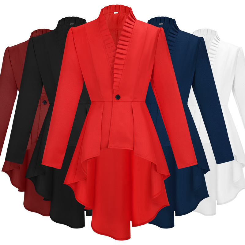 Medieval Steampunk Renaissance Costume Ladies Tuxedo Gothic Victorian Retro Female Dress