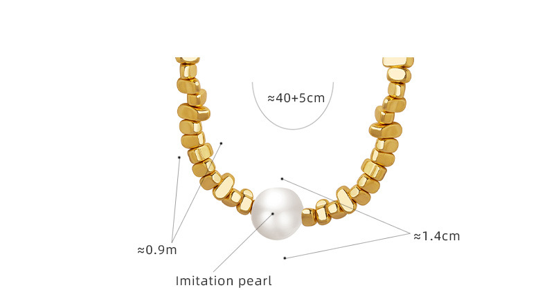 Elegante Geométrico Acero Titanio Embutido Perlas Artificiales Collar display picture 1