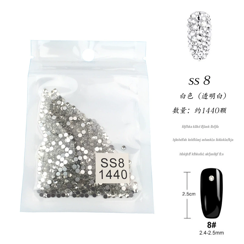 Стеклянные кристаллы для ногтей с плоским основанием, смесь SS3–SS16, 1440 шт./упаковка, Nail Art