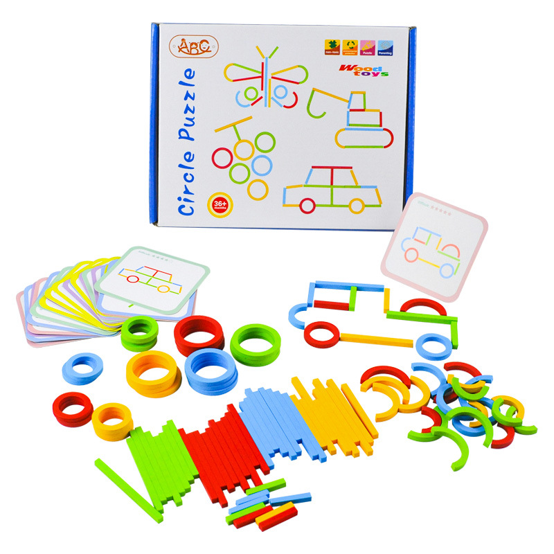 Niños creativos anillo palo puzzle juego de puzzle puzzle infantil puzzle gráfico juguetes de madera al por mayor image 6