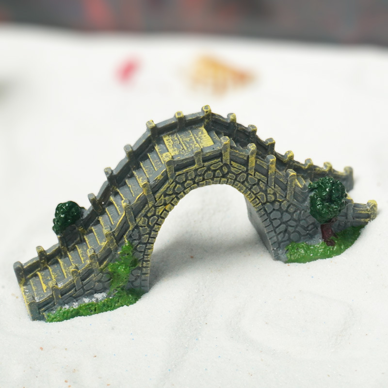 Bonsai chino decoración micro paisaje paisajismo pequeño puente pecera piedra arco puente decoración jardinería arco puente simulación Puente de Piedra PVC