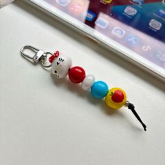 韩版Kitty猫笑脸苹果树脂塑料彩珠挂件彩色珠钥匙扣女包手机挂饰