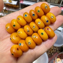 驼骨鸡油黄算盘珠镶嵌隔片1个DIY文玩佛珠饰品配件手链项链