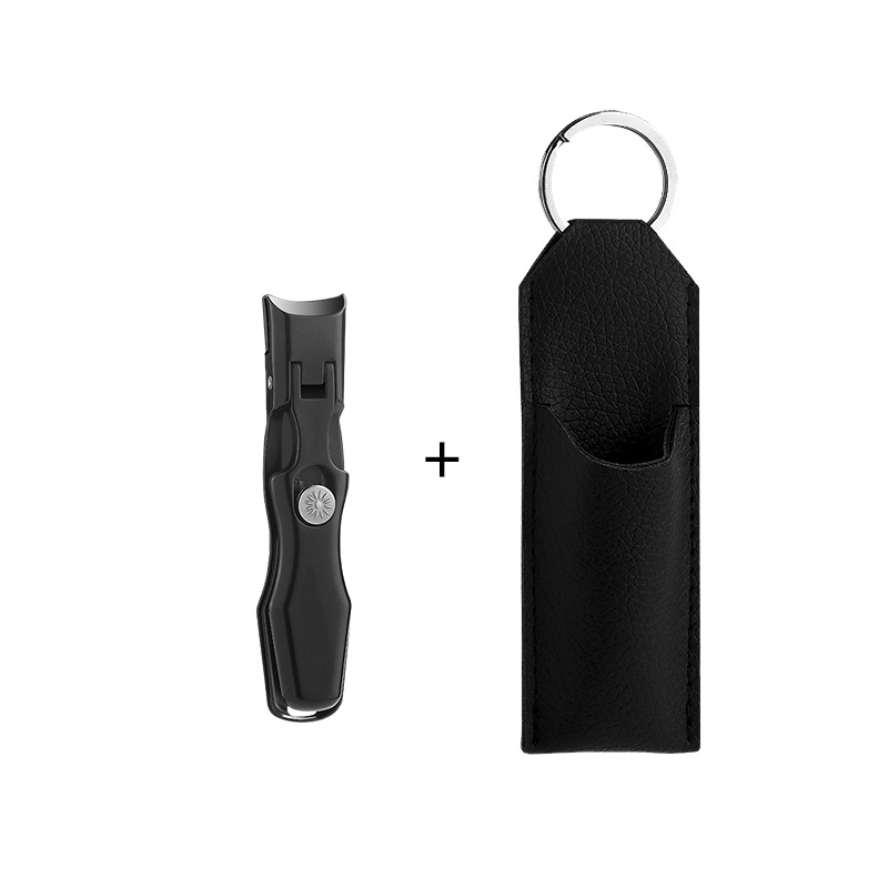 [Large opening] Black small size - comes with locking nail clippers + leather case + pearlescent bag